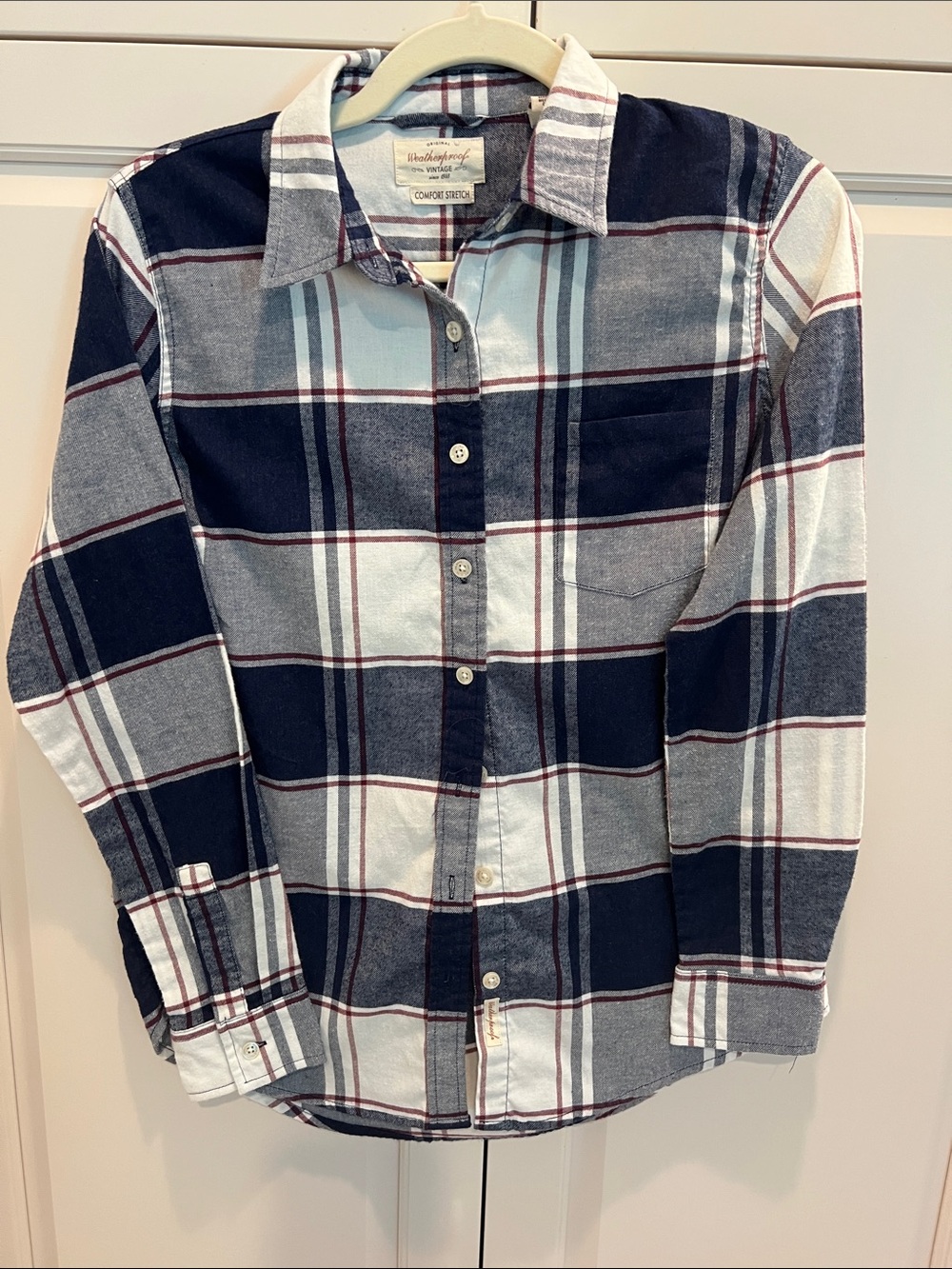 Wonder Nation woman’s Navy Plaid Button-Up Shirt small 🆕